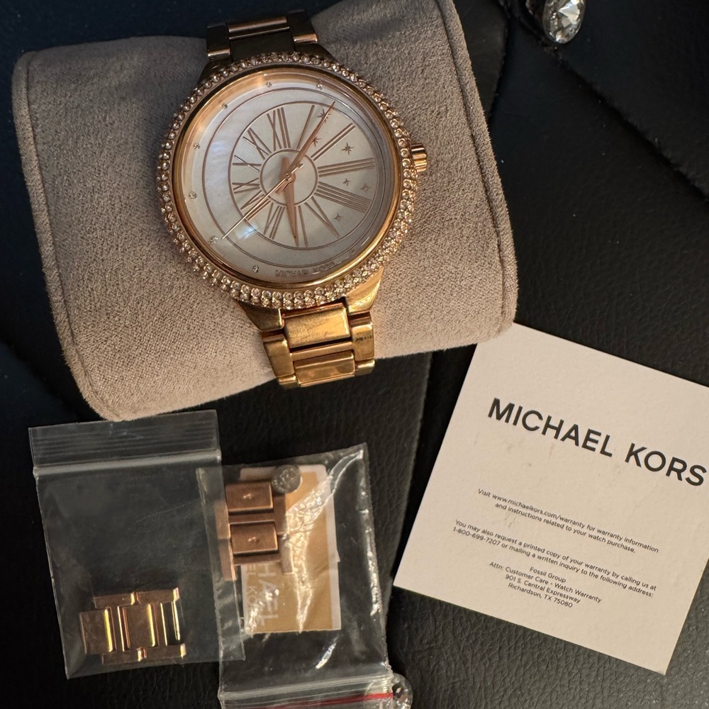 Michael Kors Rose Gold Watch with Crystal Bezel
